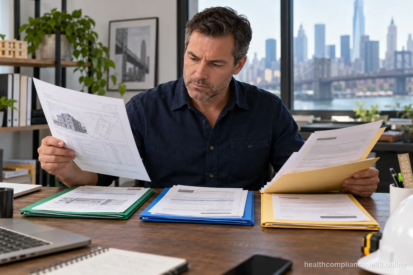 New York contractor and administrator checking workforce records before submitting a coverage attestation