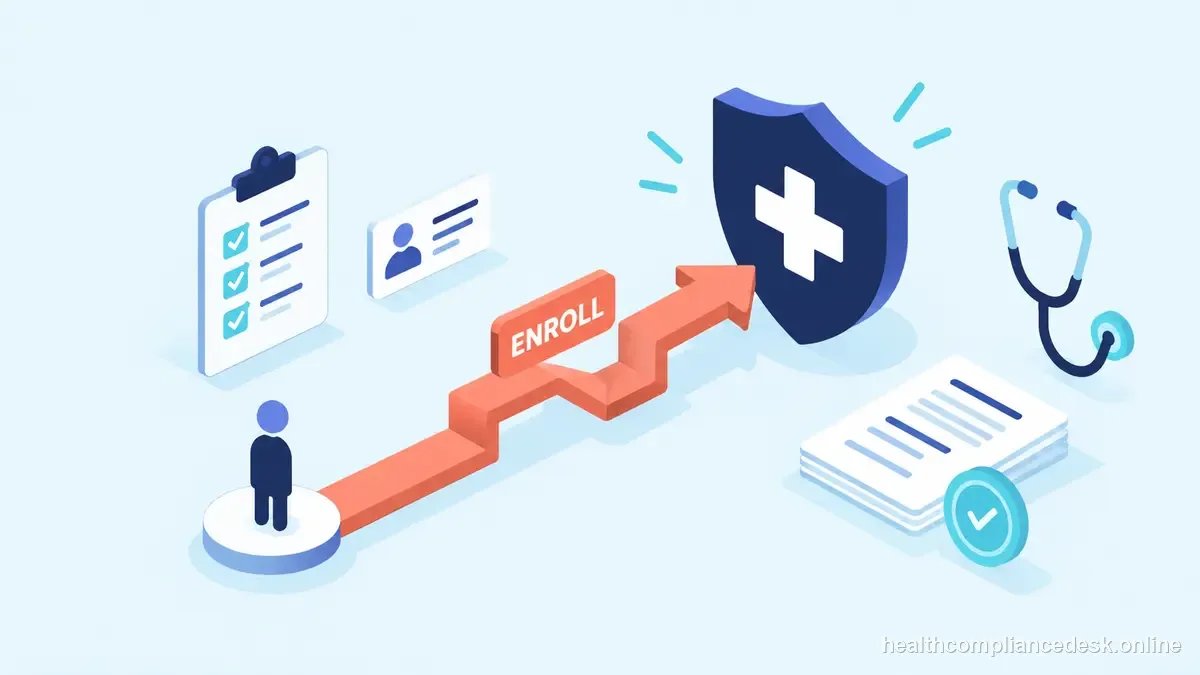 Isometric compliance illustration for “Medicare Provider Enrollment: A Plain-English Overview” — Healthcare License & Compliance Desk